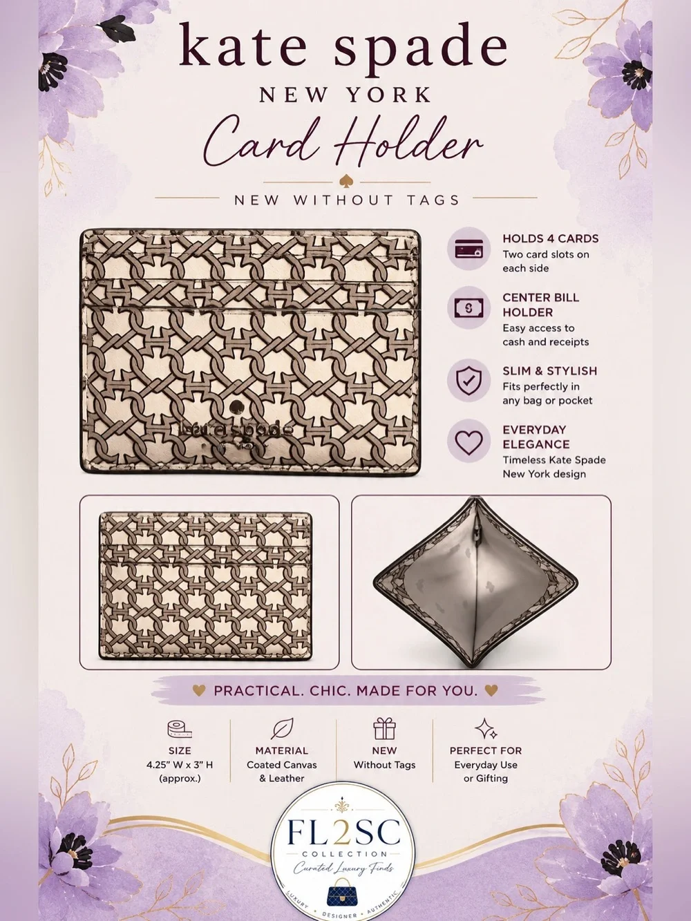 kate spade Beige & Brown Geometric Card Holder